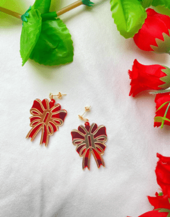 red bow earring