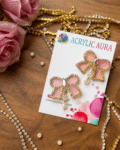 holograpic bow earring
