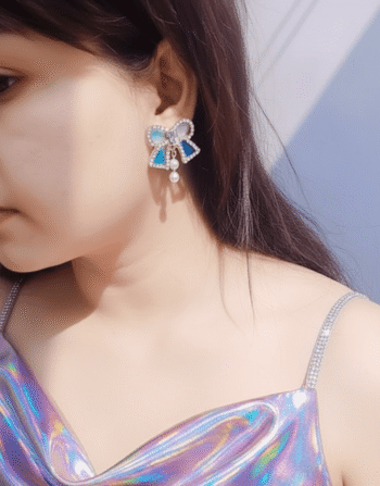 Holograpic Bow Crystal Earrings