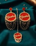 Custom Name Acrylic Earrings and Mang Tika set | Personalized Jewelry for Women