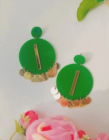 Green Statement Earrings
