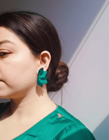 Elegant Green Leaf Acrylic Earrings