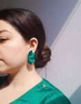Green Leaf Acrylic Earrings