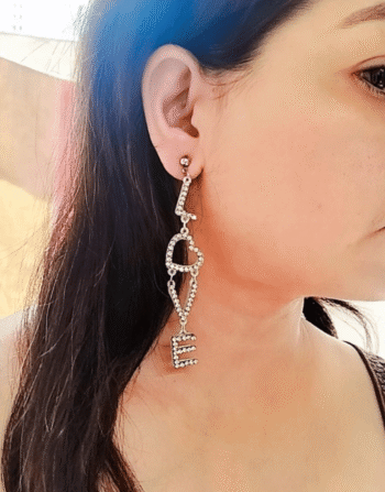 Diamond Acrylic LOVE Drop Earrings