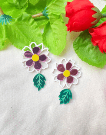 pink flower earring