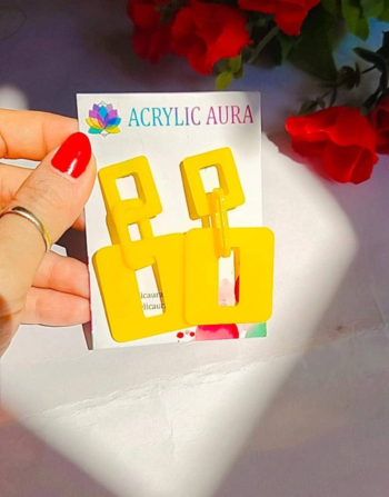 yellow geometric acrylic earrings