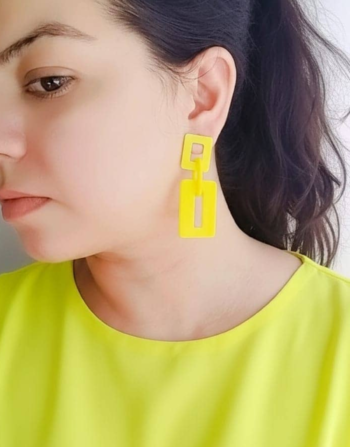 yellow geometric acrylic earrings