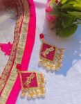 Dulhaniya Pink Pearl Statement Earring