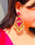 Dulhaniya Pink Pearl Statement Earring