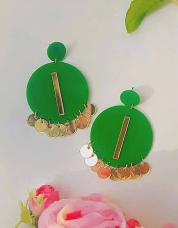 Green Acrylic Circle Earrings