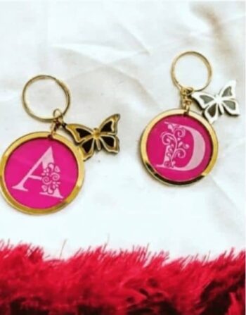 Personalized Initial Butterfly Keychain