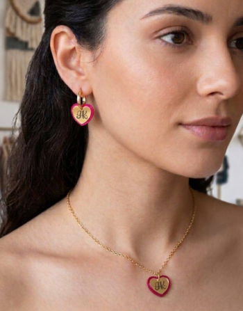 Personalized Heart Initial Acrylic Jewelry Set