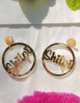 Personalized Name Hoop Earrings | Customized Acrylic Mirror Statement Hoops