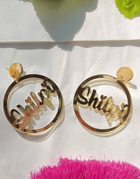 Personalized Name Hoop Earrings | Customized Acrylic Mirror Statement Hoops Personalized Name Hoop Earrings | Customized Acrylic Mirror Statement Hoops