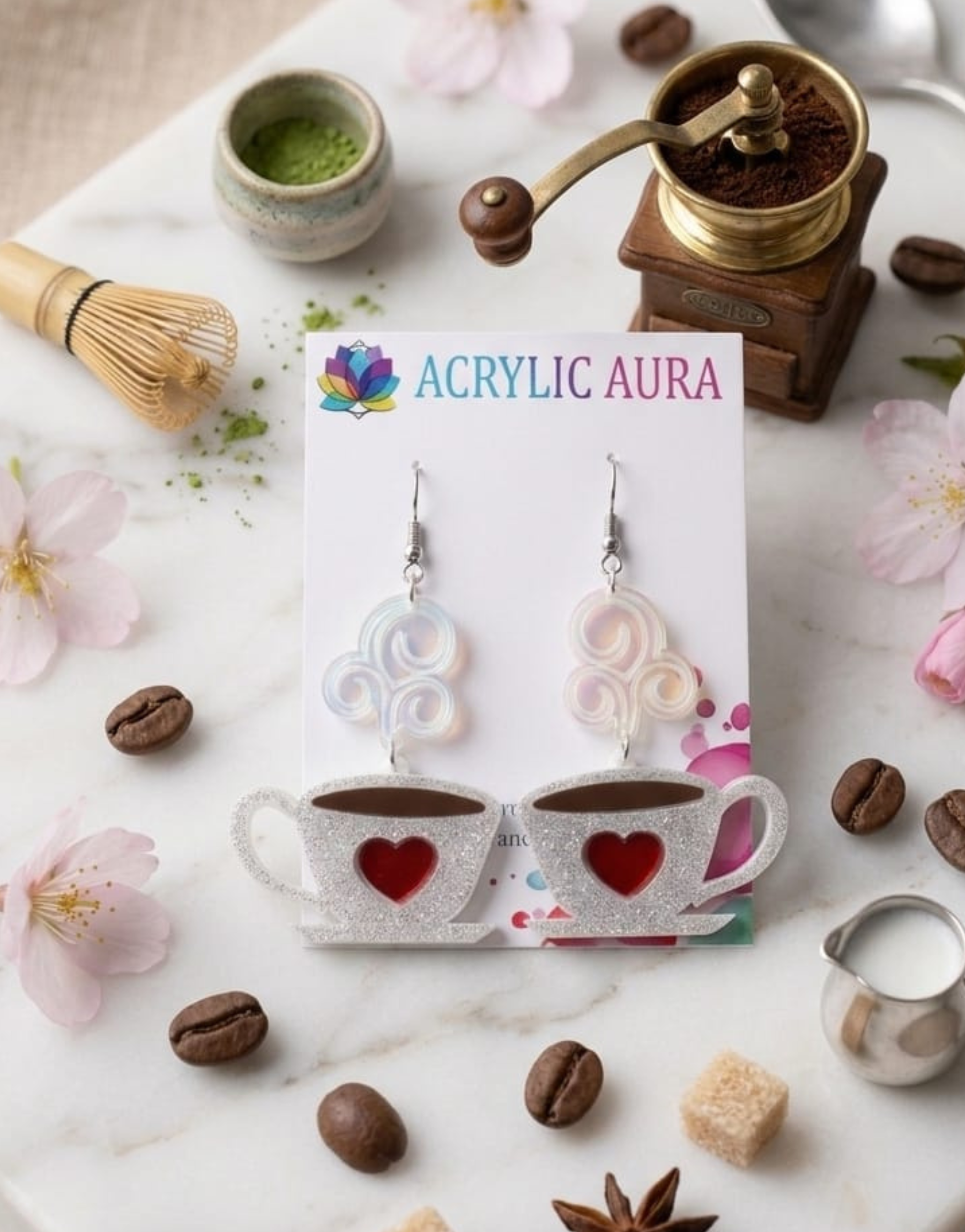 cup1 Love Coffee Cup Acrylic Earrings