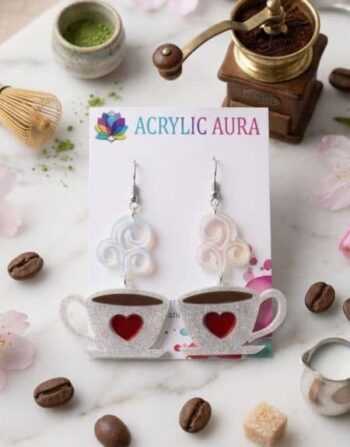 chai cup acrylic earring