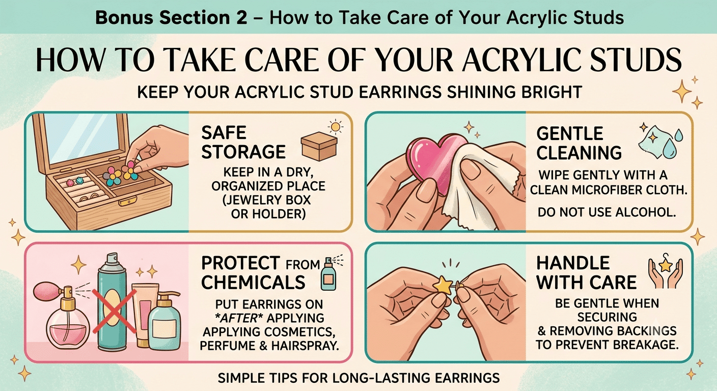 how to take care of acrylic earring stud 