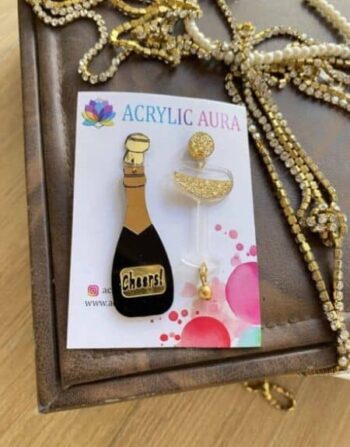 Cheers Champagne Bottle & Glass Acrylic Earrings/Party Acrylic Earrings