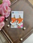 Ganpati Acrylic Earrings with Pearl Drops