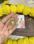 Golden fuljhari design Diwali earrings with glitter and decorative stones